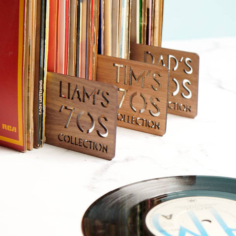 Oakdene Designs Home Decor Personalised Walnut Record Dividers