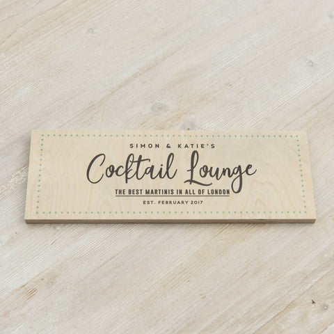 Oakdene Designs Home Decor Personalised Wooden Cocktail Lounge Sign