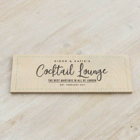 Oakdene Designs Home Decor Personalised Wooden Cocktail Lounge Sign