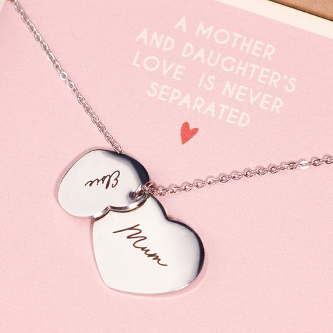 Oakdene Designs Jewellery Personalised Mother Daughter Heart Necklace