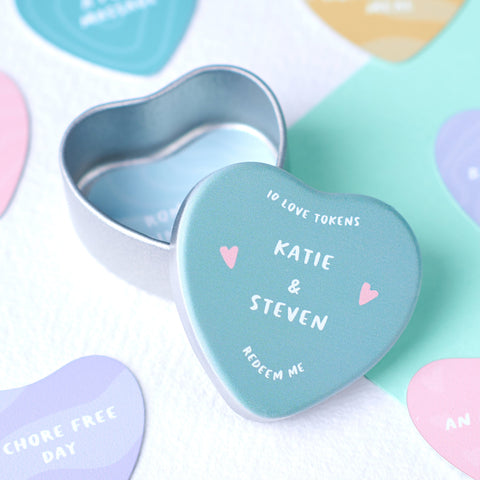 Oakdene Designs Keepsakes & Tokens Personalised 10 Love Tokens in a Tin