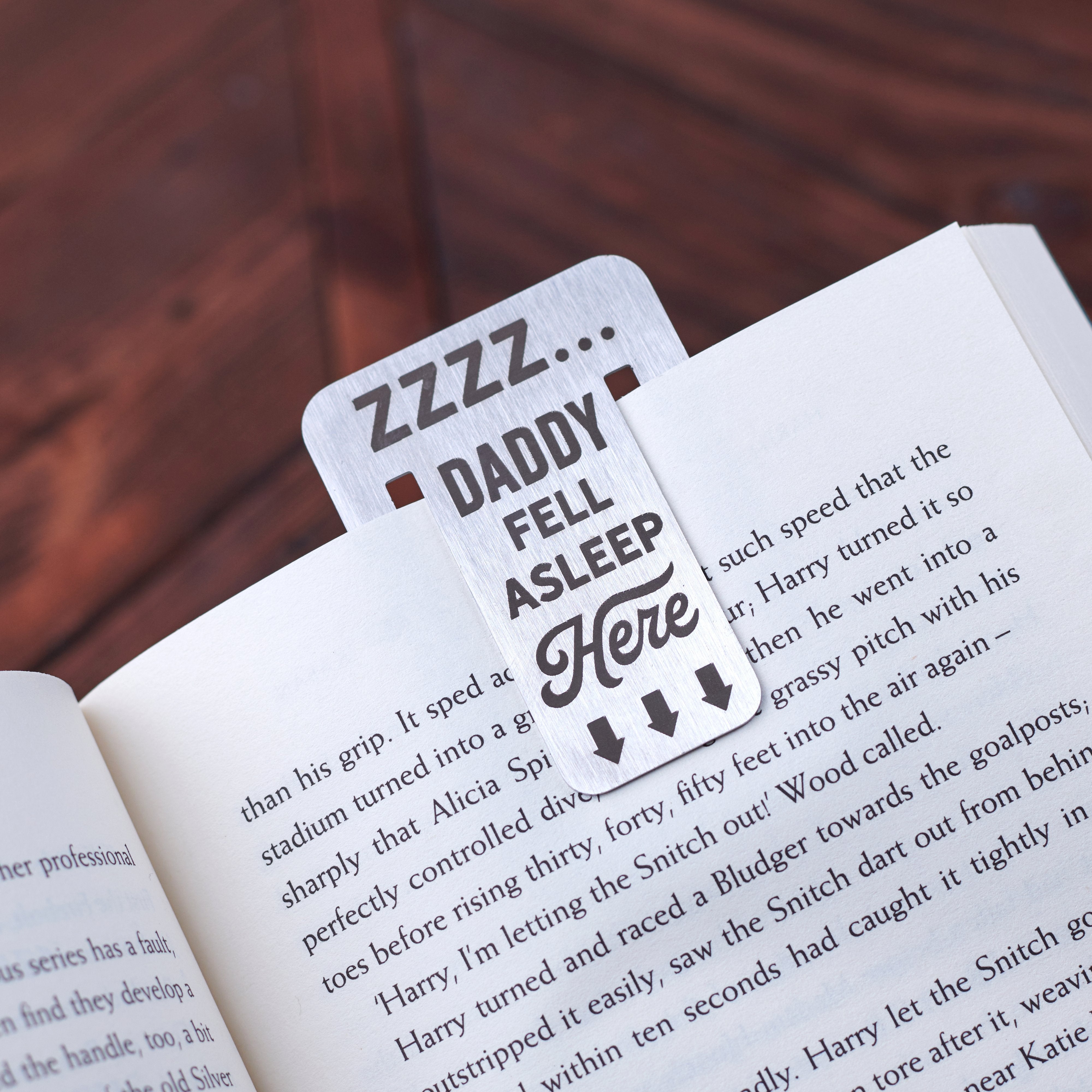 Oakdene Designs Keepsakes & Tokens Personalised 'Fell Asleep Here' Mini Metal Bookmark