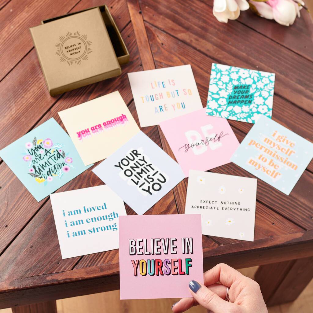Oakdene Designs Keepsakes & Tokens Personalised Mini Box Of Positive Mantra Prints