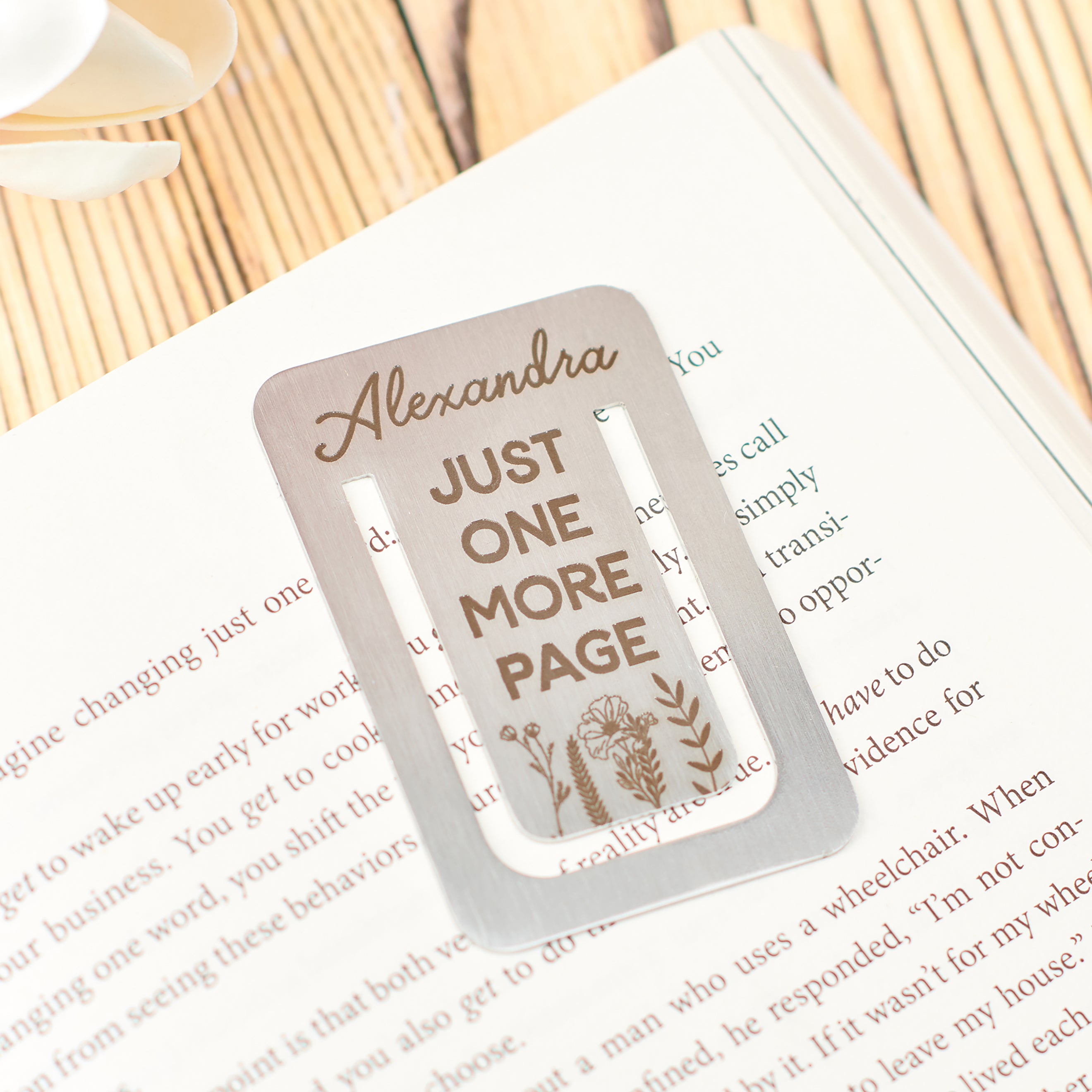 Oakdene Designs Keepsakes & Tokens Personalised 'One More Page' Mini Metal Bookmark
