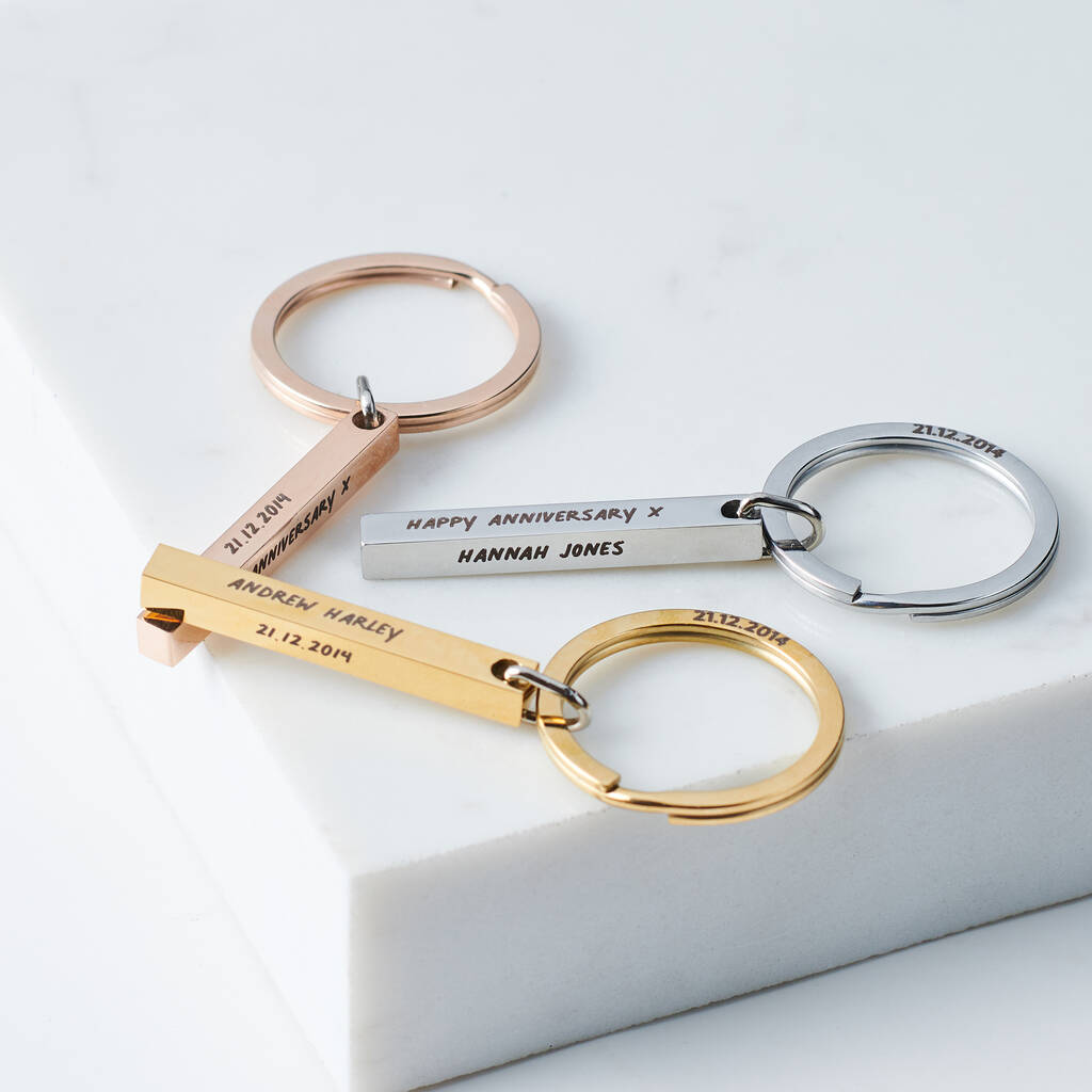 Oakdene Designs Keyrings Personalised Couples Anniversary Metal Bar Keyring
