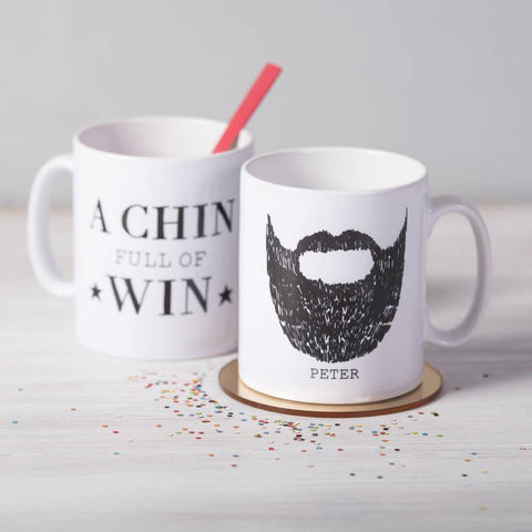Oakdene Designs Mugs Personalised 'A Chin Full Of Win' Beard Man Mug