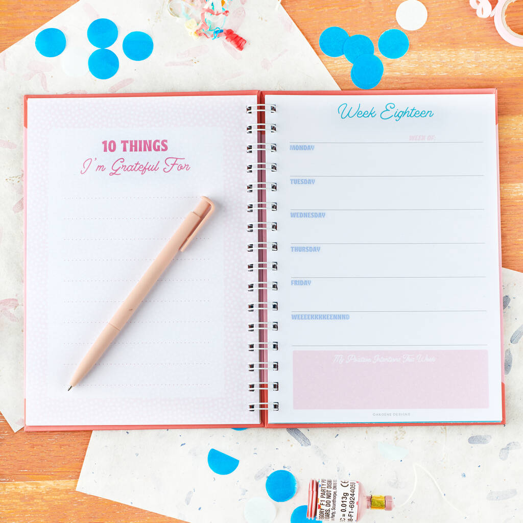 Oakdene Designs Notebooks Personalised Birthday Positive Yearly Planner