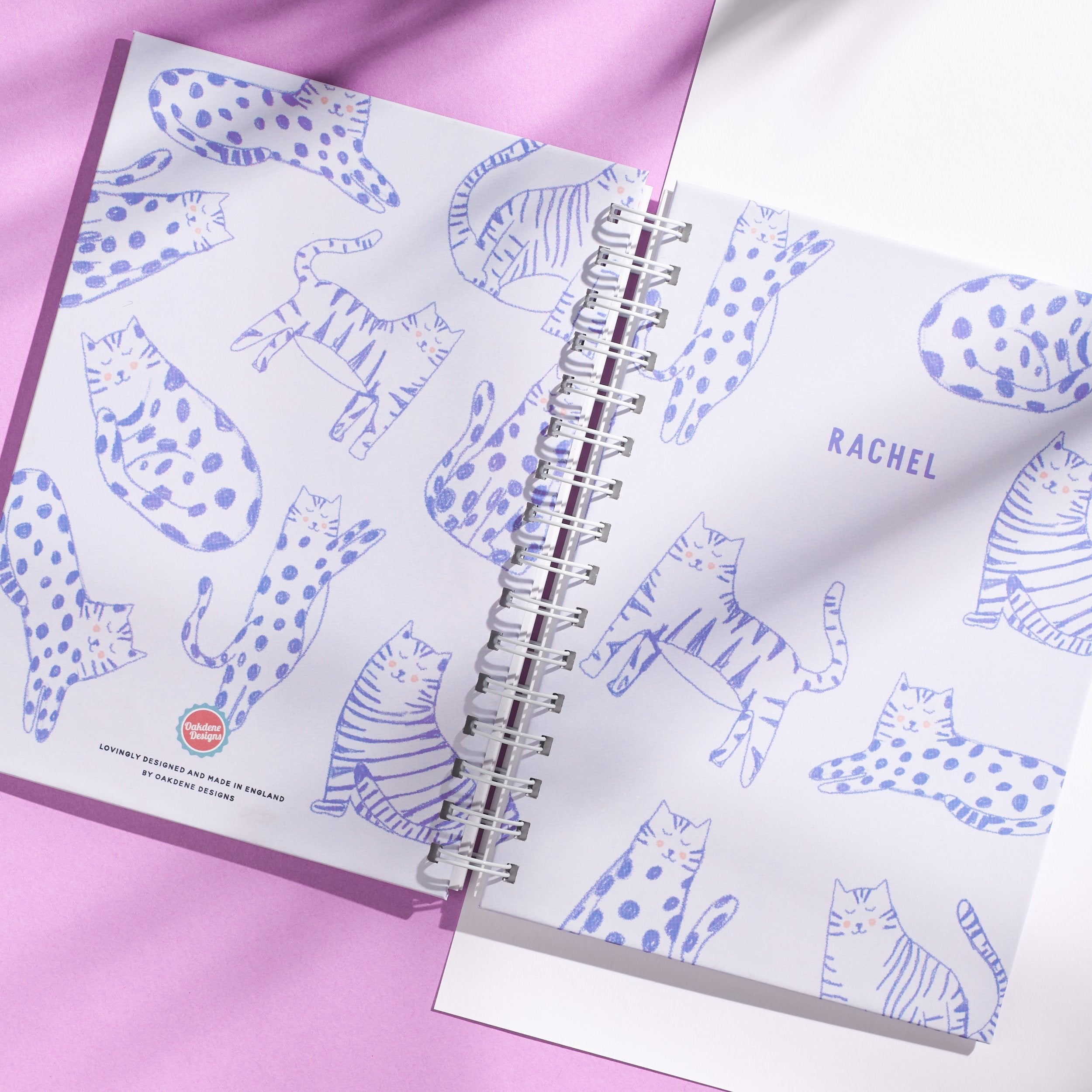 Oakdene Designs Notebooks Personalised Cat Print Notebook