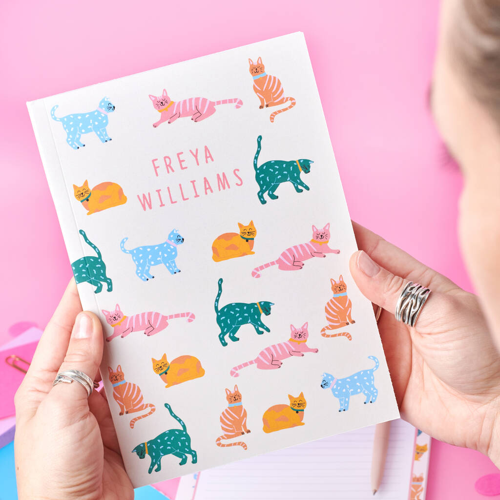 Oakdene Designs Notebooks Personalised Crazy Cat Lady Stationary Set