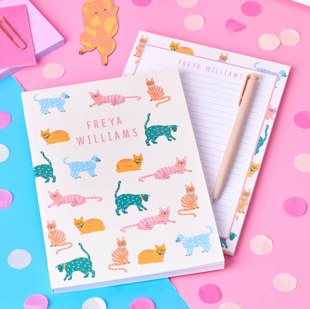 Oakdene Designs Notebooks Personalised Crazy Cat Lady Stationary Set