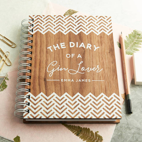 Oakdene Designs Notebooks Personalised 'Diary Of A Gin Lover' Walnut Notebook