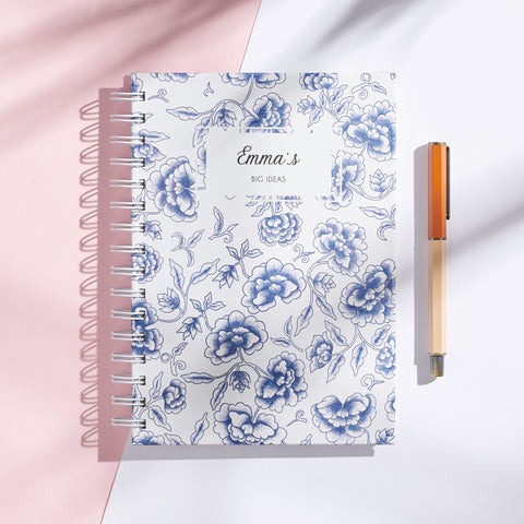 Oakdene Designs Notebooks Personalised Floral Chinoiserie Notebook