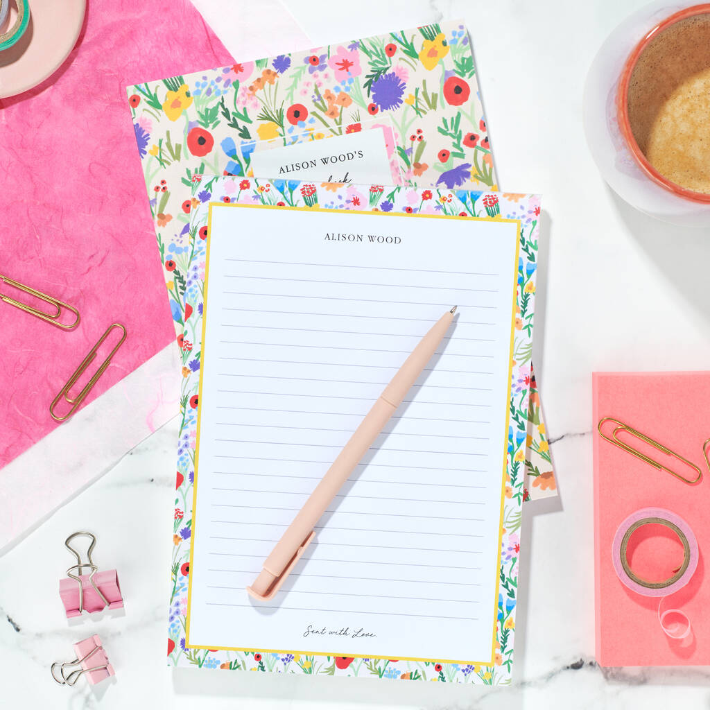 Oakdene Designs Notebooks Personalised Floral Stationary Pack