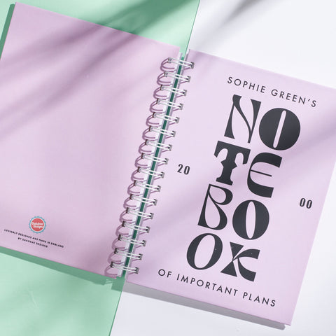Oakdene Designs Notebooks Personalised Fun Typography Notebook