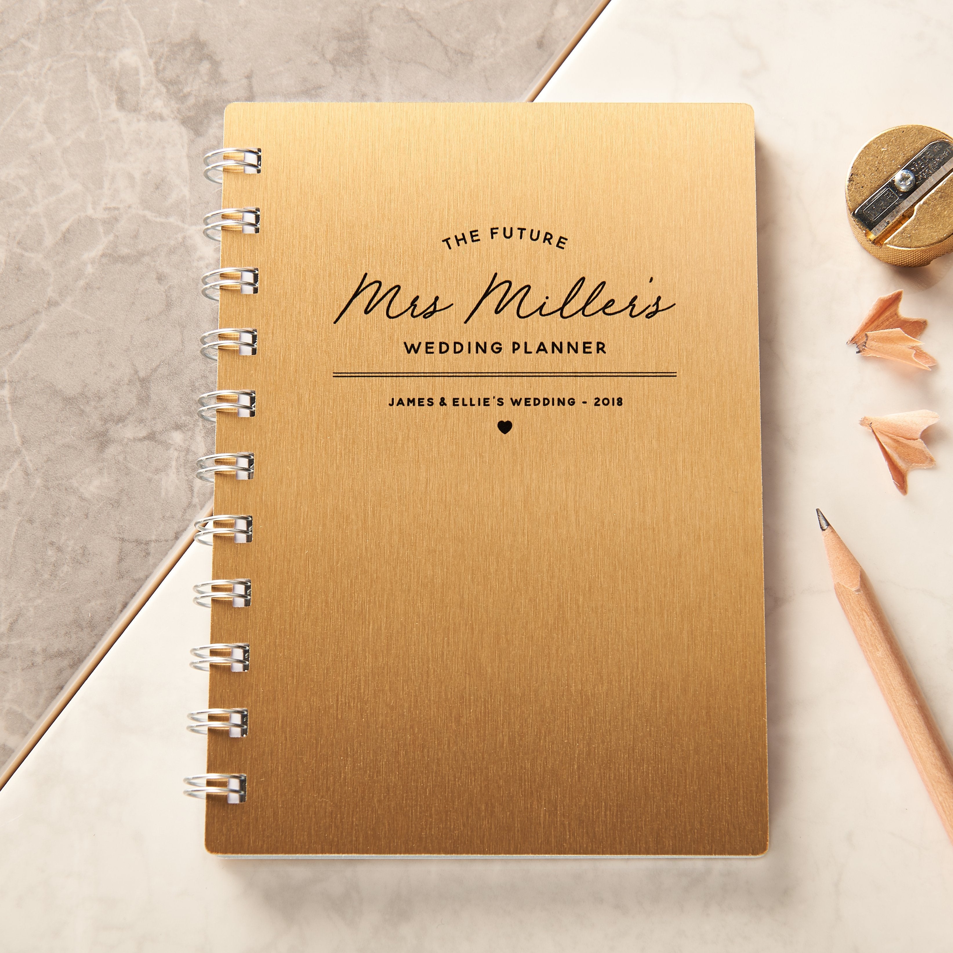 Oakdene Designs Notebooks Personalised Gold Wedding Planner Pocket Notebook
