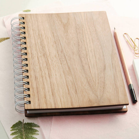 Oakdene Designs Notebooks Personalised Happiness Walnut Journal Notebook