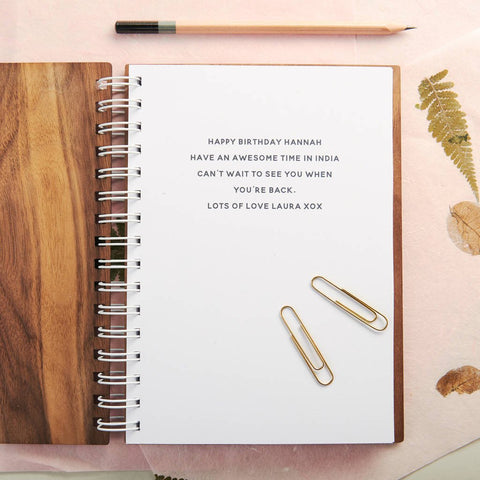 Oakdene Designs Notebooks Personalised Happiness Walnut Journal Notebook