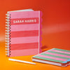 Oakdene Designs Notebooks Personalised Jumbo Striped Scallop Wooden Wirebound Notebook