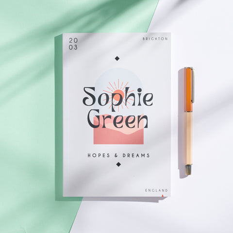 Oakdene Designs Notebooks Personalised Minimalist Hopes And Dreams Notebook