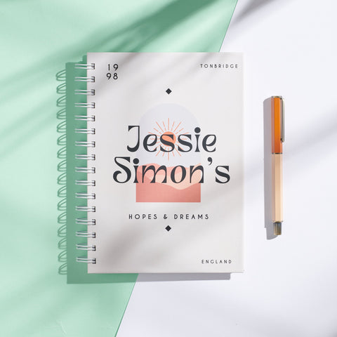 Oakdene Designs Notebooks Personalised Minimalist Hopes And Dreams Notebook