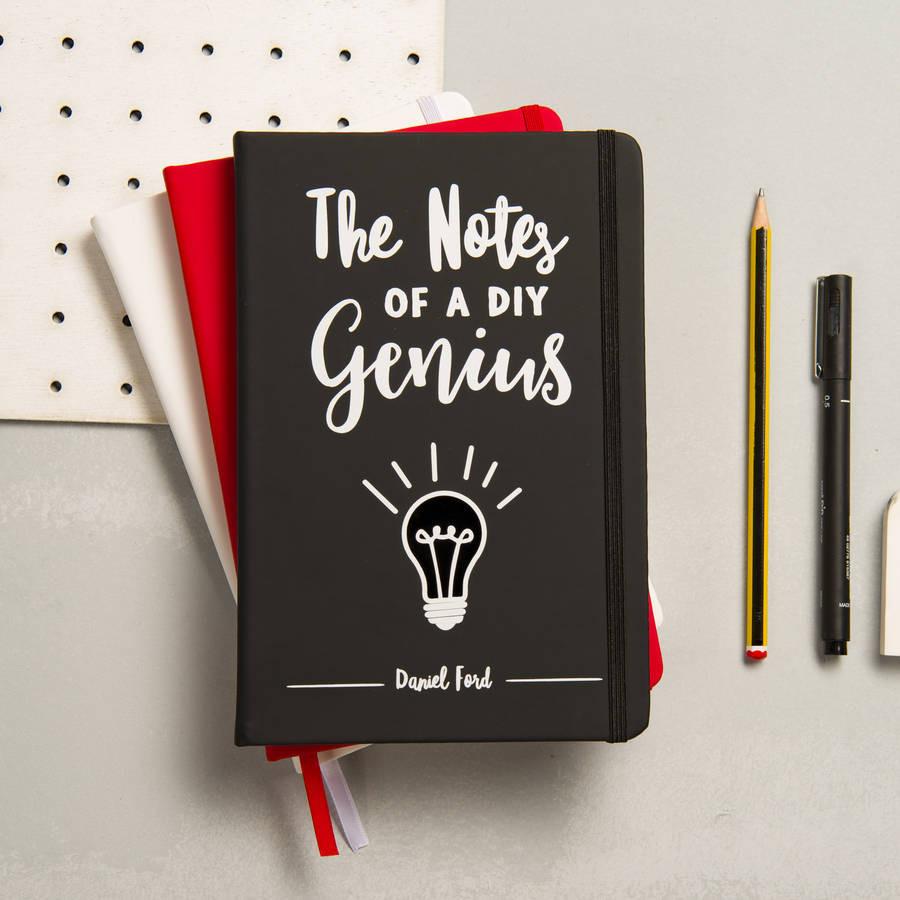 Personalised Notes Of A Genius Notebook - Oakdene Designs - 1