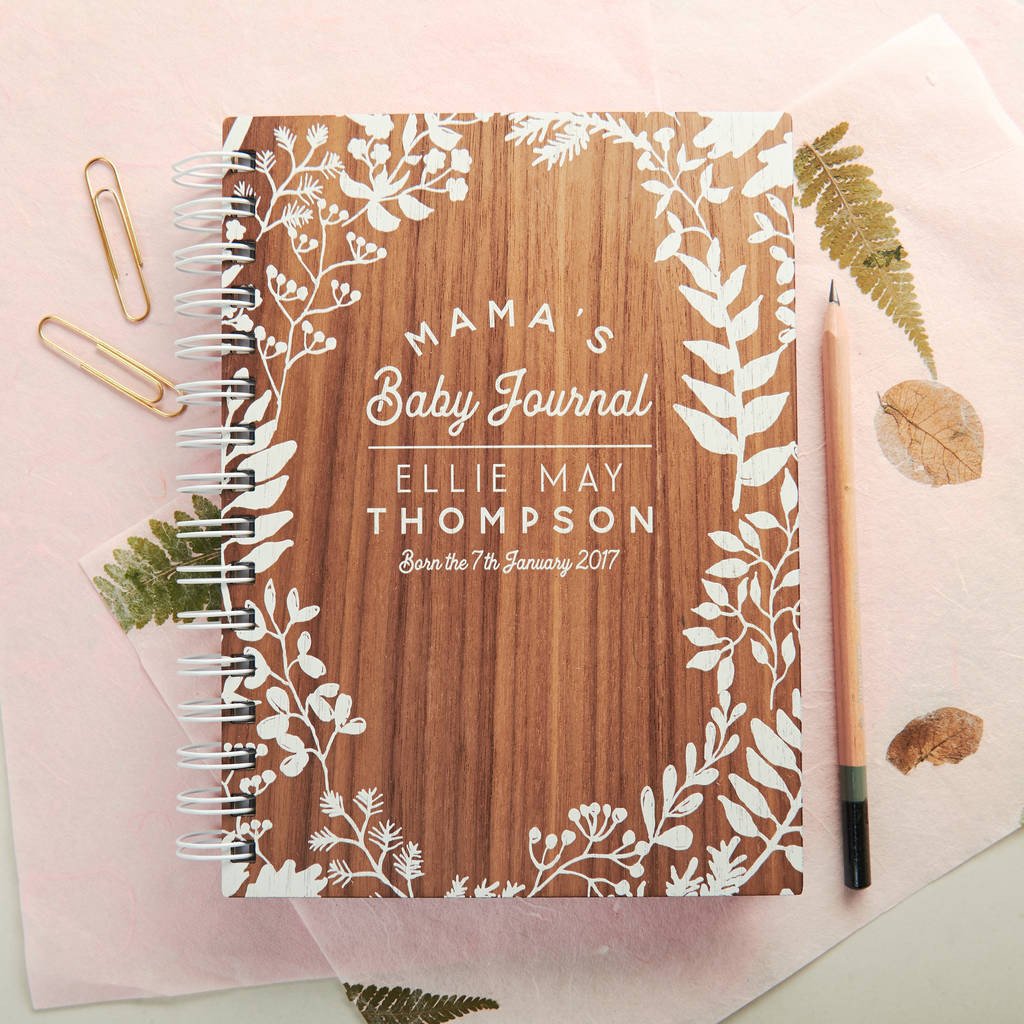 Oakdene Designs Notebooks Personalised Walnut Baby Journal