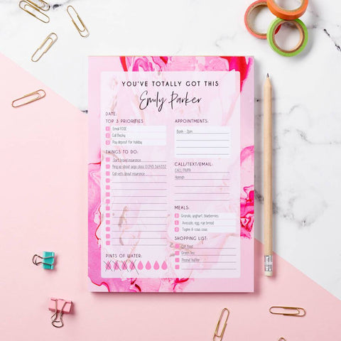 Oakdene Designs Notepads Personalised Marble Effect Planner Desk Notepad