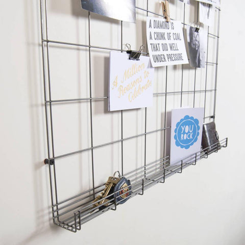 Steel Wire Mesh Notice Board With Shelf - Oakdene Designs - 2