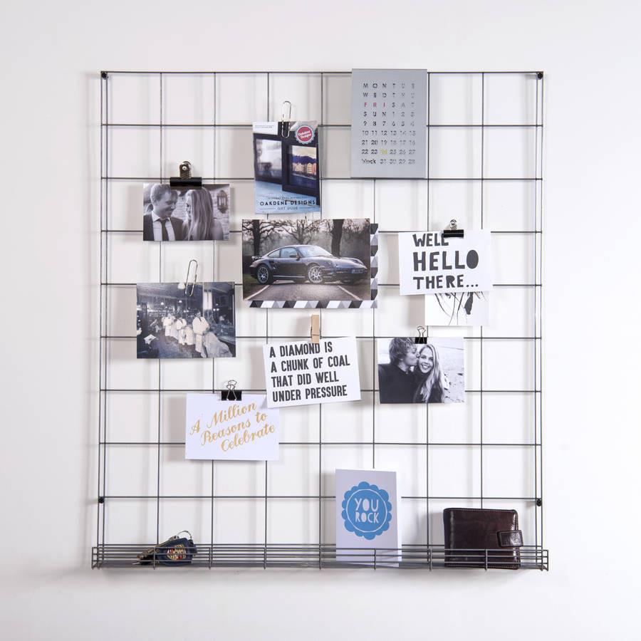Steel Wire Mesh Notice Board With Shelf - Oakdene Designs - 3