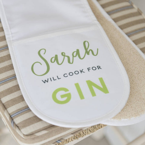 Oakdene Designs Oven Gloves Personalised 'Will Cook For Gin' Oven Gloves