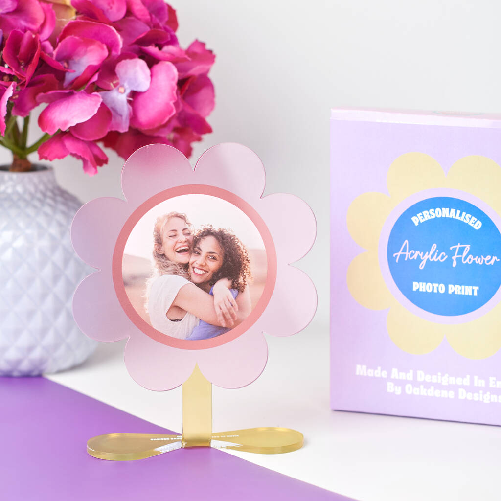 Oakdene Designs Photo Products Personalised Acrylic Flower Photo Print