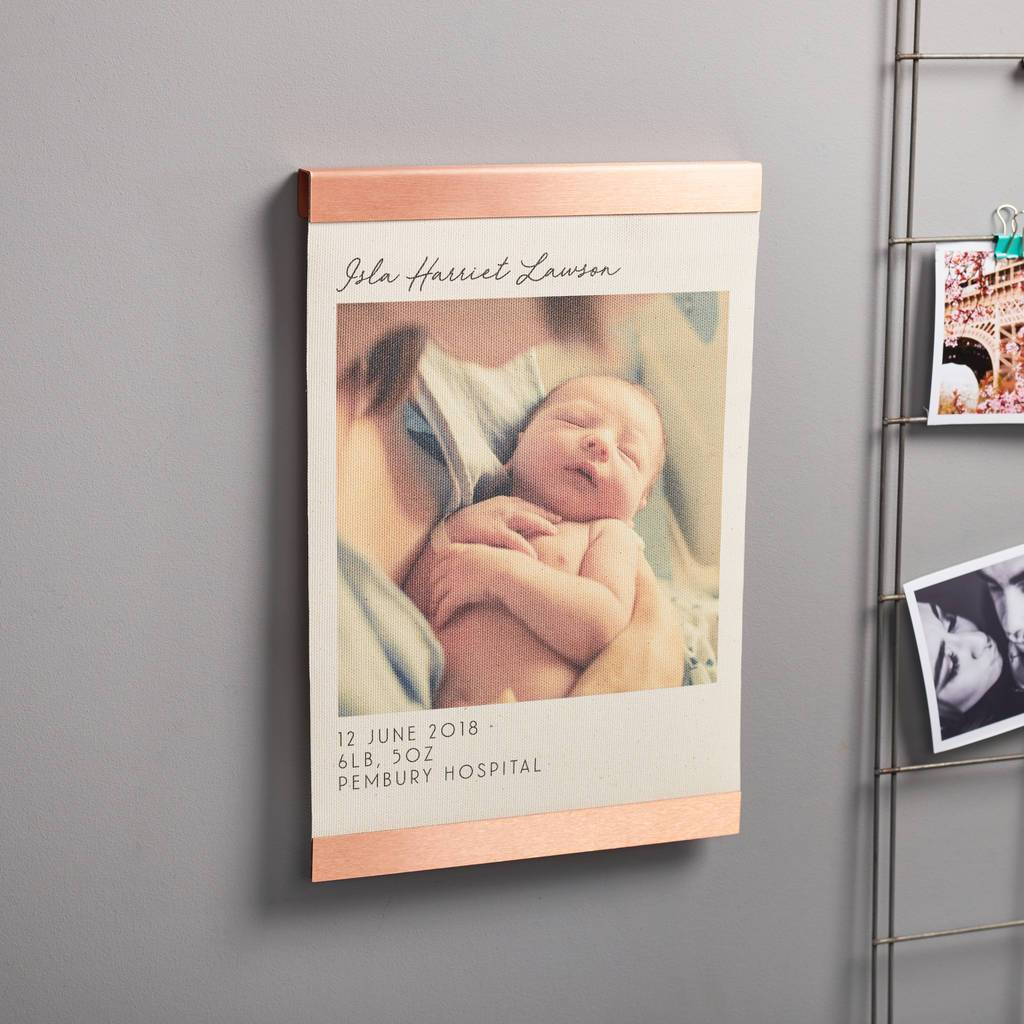 Oakdene Designs Photo Products Personalised Baby Photo Copper Hanging Print