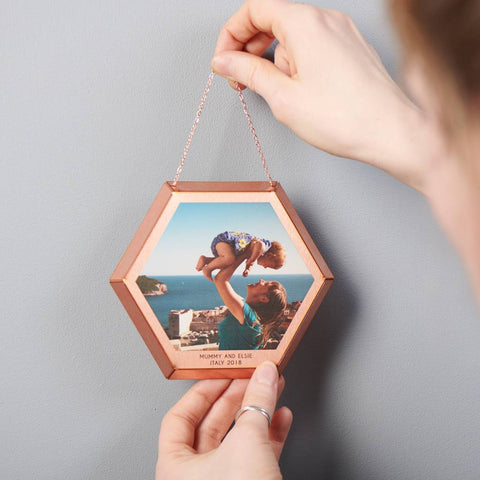 Oakdene Designs Photo Products Personalised Hanging Hexagonal Copper Photo Print