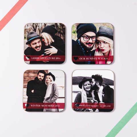 Oakdene Designs Photo Products Set Of Four Personalised Couple Photo Coasters