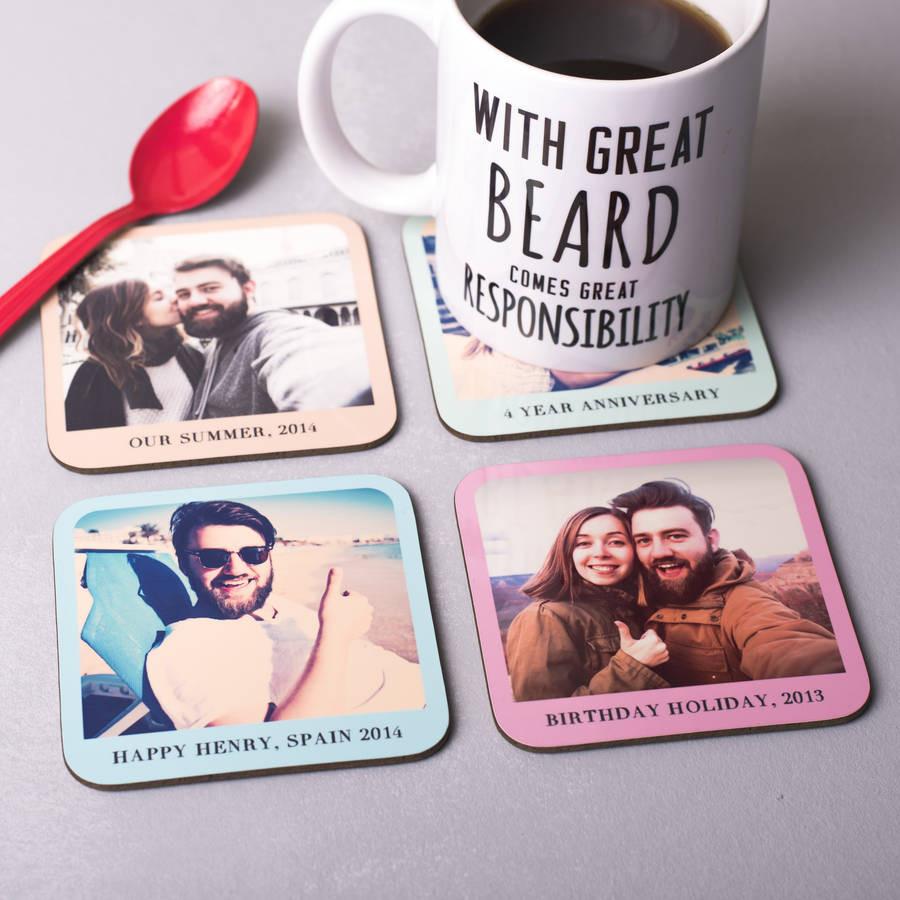 Oakdene Designs Photo Products Set Of Four Personalised Photo Coasters