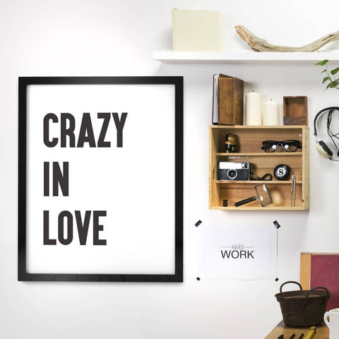 'Crazy In Love' Framed Monochrome Typographic Print - Oakdene Designs - 1