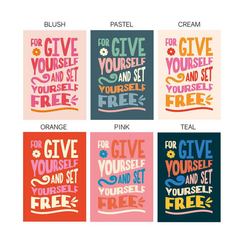 Oakdene Designs Prints 'Forgive Yourself' Positive Typography Print