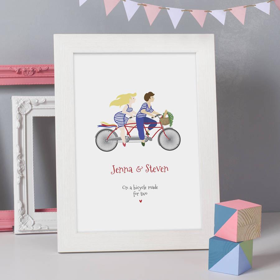 Personalised 'Bicycle Made For Two' Print - Oakdene Designs - 1
