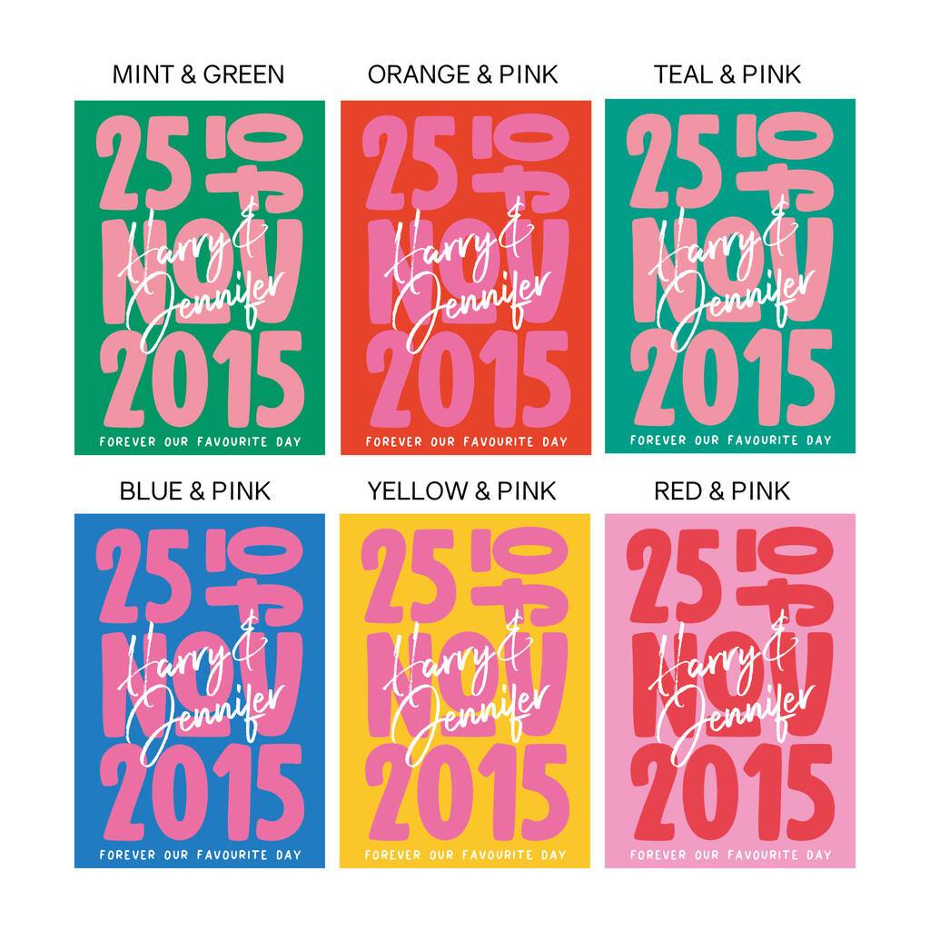 Oakdene Designs Prints Personalised Bold Special Date Couples Typography Print
