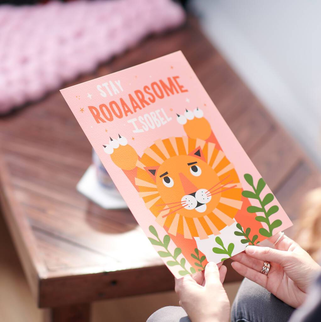 Oakdene Designs Prints Personalised Children's Lion Print
