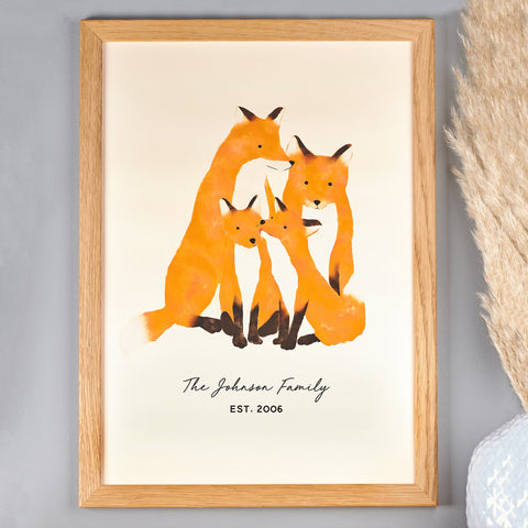 Oakdene Designs Prints Personalised Fox Family Print