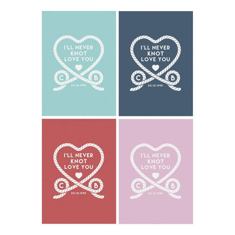 Personalised 'I'll Never Knot Love You' Couples Print - Oakdene Designs - 3