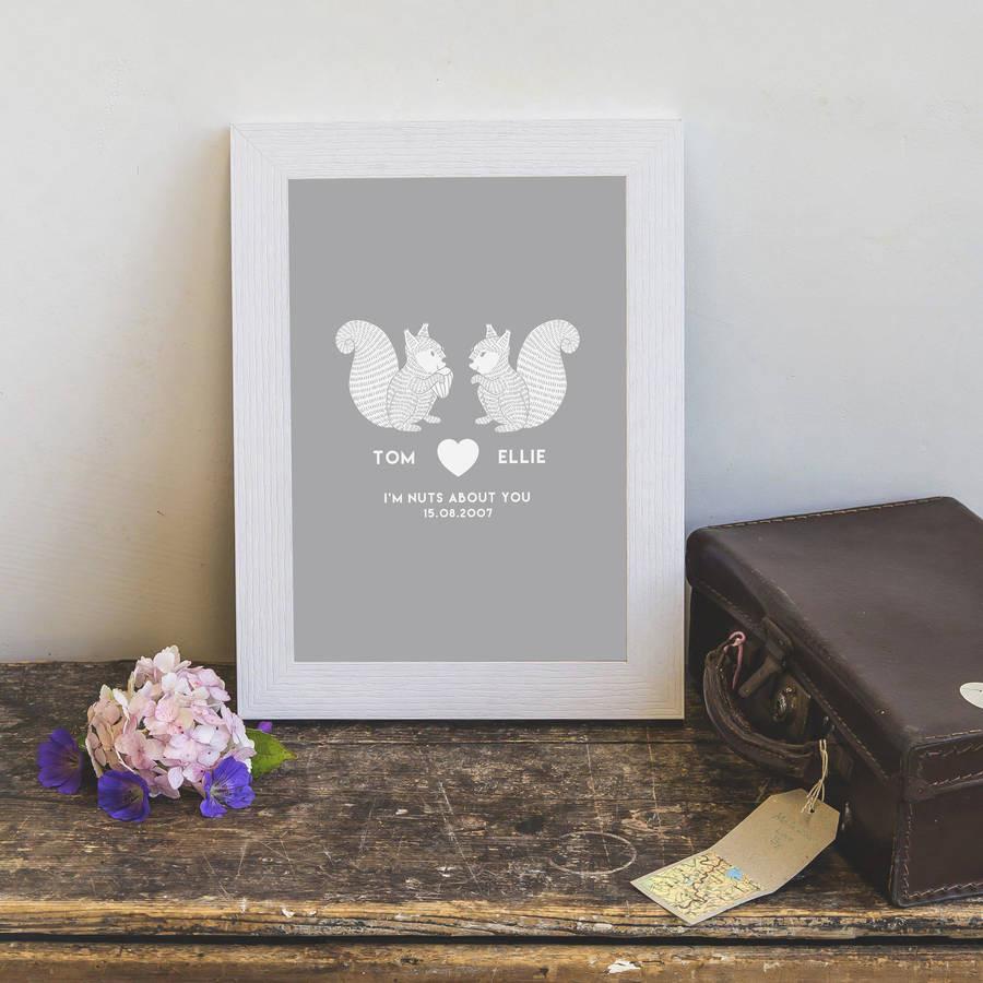 Personalised 'I'm Nuts About You' Couples Print - Oakdene Designs - 1