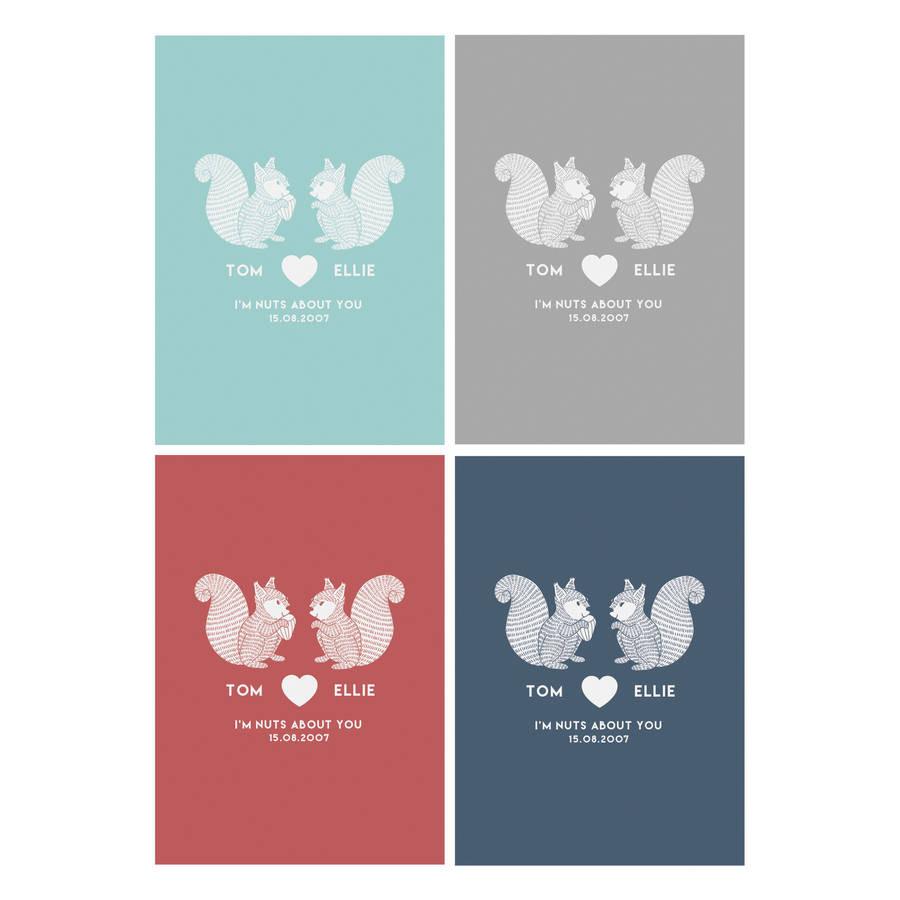Personalised 'I'm Nuts About You' Couples Print - Oakdene Designs - 2