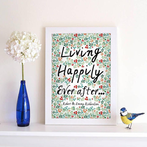 Personalised Living Happily Ever After Print - Oakdene Designs - 2