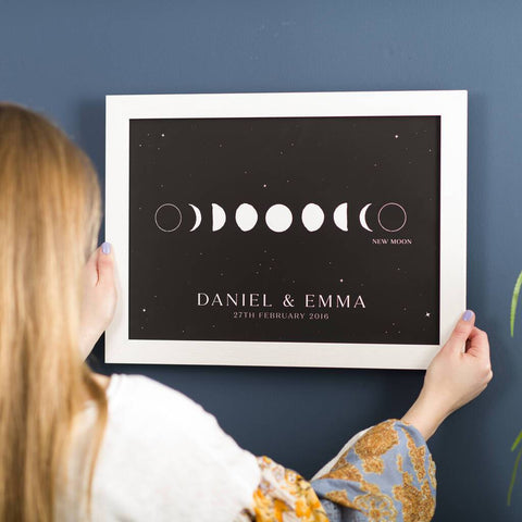 Oakdene Designs Prints Personalised Moon Phase Couples Print