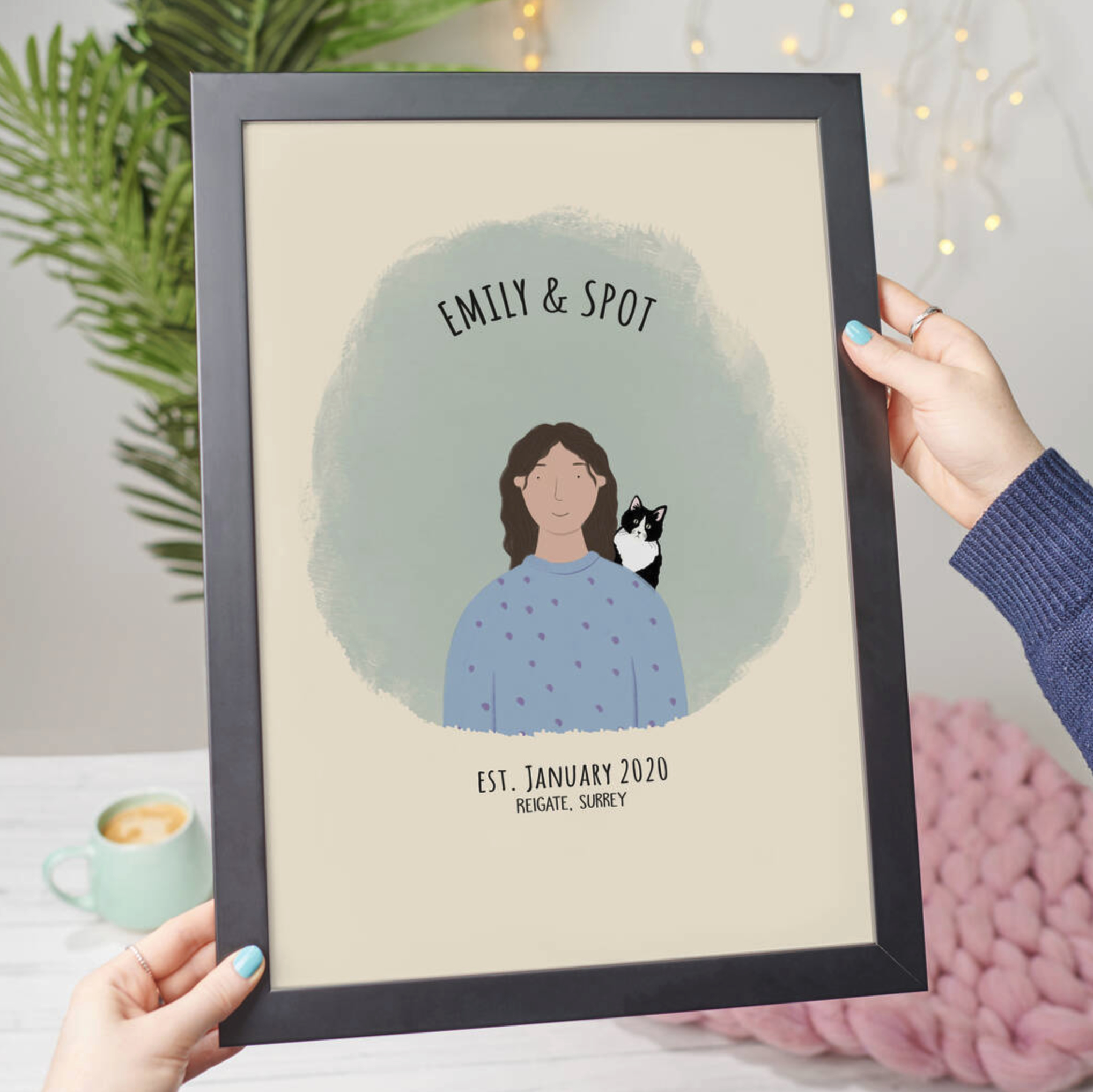 Oakdene Designs Prints Personalised Pet and Owner Portrait