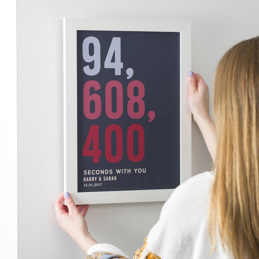 Oakdene Designs Prints Personalised Seconds Together Anniversary Print