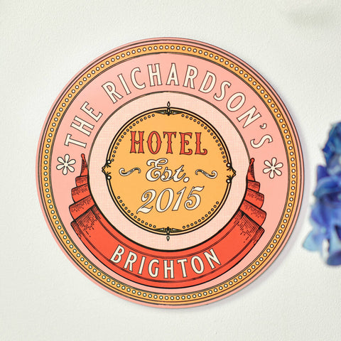 Oakdene Designs Sign Personalised Vintage Style Family Hotel Wooden Sign