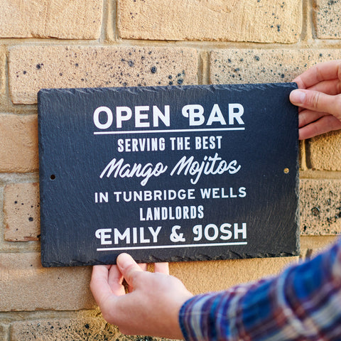 Oakdene Designs Slate Signs Personalised 'Open Bar' Slate Sign